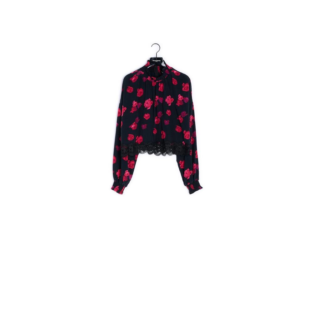 The Kooples Silk Fluffy Rose Print Blouse